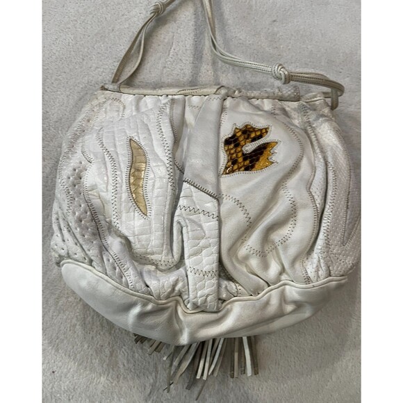 Vintage Sharif Patchwork Snake Python skin Leather Crossbody Handbag Purse - Picture 11 of 13